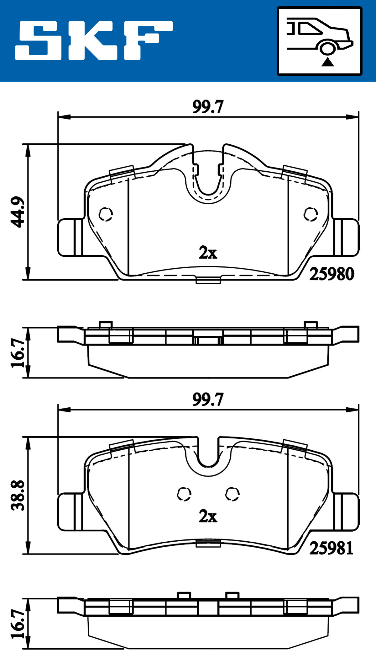 Set placute frana,frana disc VKBP 90124 SKF